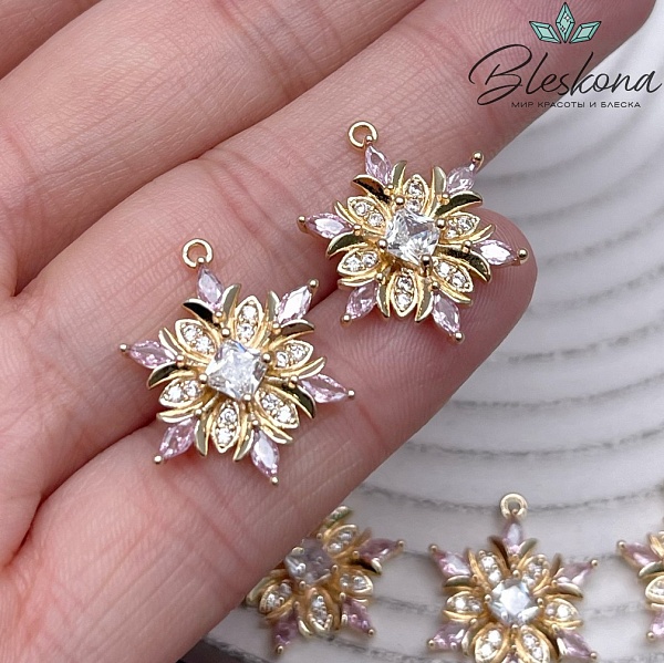 20,6*16,5 мм Цвет золото, Подвеска цветок цирконы