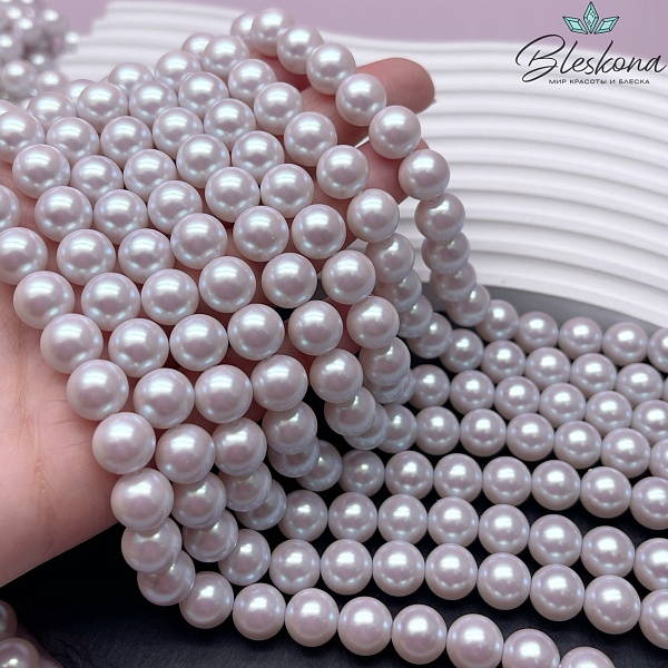 Жемчуг Майорка цвет светло-лиловый перламутр 10 мм