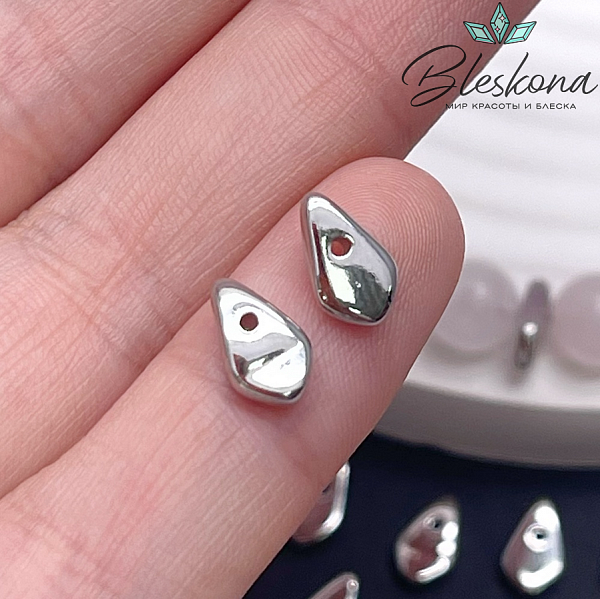 2,7*9,3 мм Цвет серебро, Бусина-разделитель фриформ 