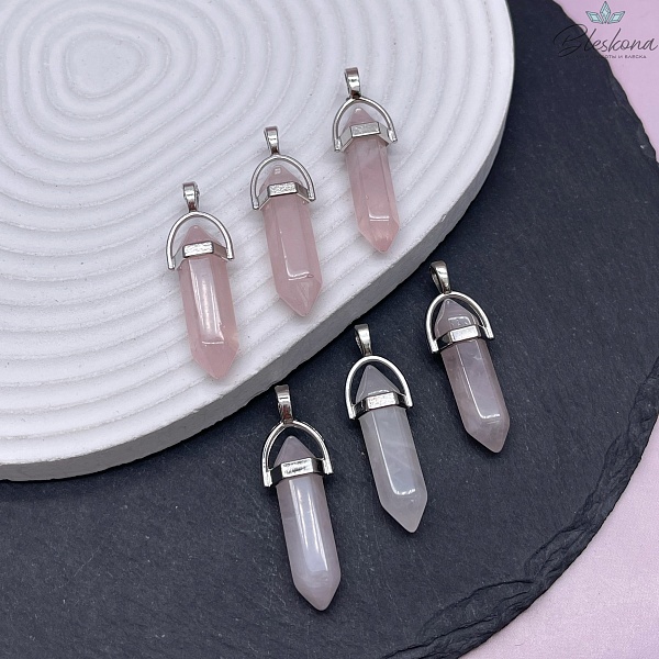 42*9 мм Цвет серебро, Подвеска маятник Розовый кварц