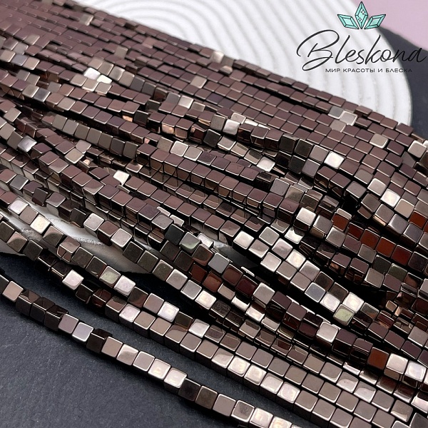 4 мм Гематин имитация, цвет коричневый №1 (шоколадный), куб