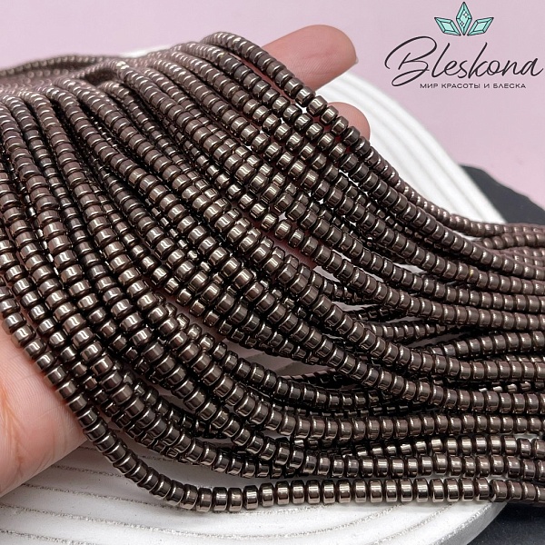 4*3 мм Гематин рондель №1, цвет коричневый №1 (шоколадный)