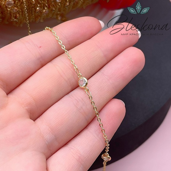 Цепь №200-1 цвет золото 1,6*2 мм циркон 