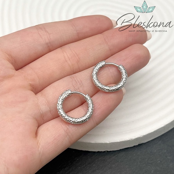 18мм Цвет серебро, Швензы бублик Фактурные Конго Люкс