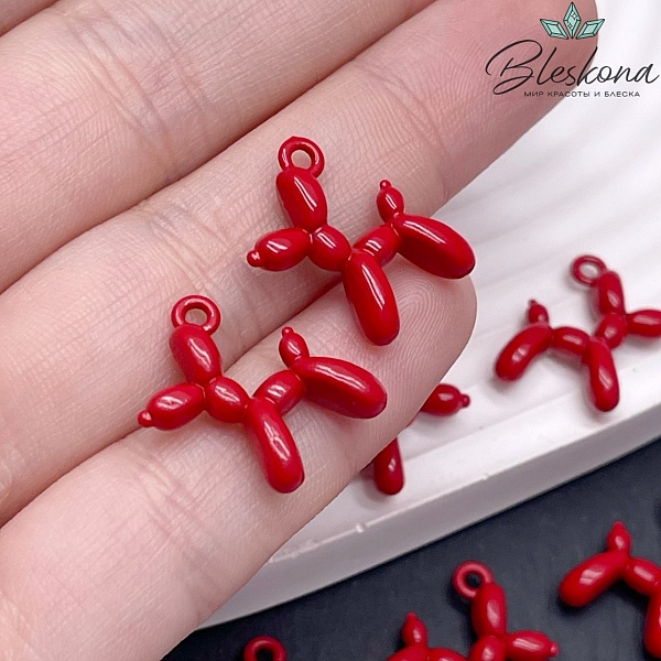 14*18 мм, Подвеска пудель красная эмаль