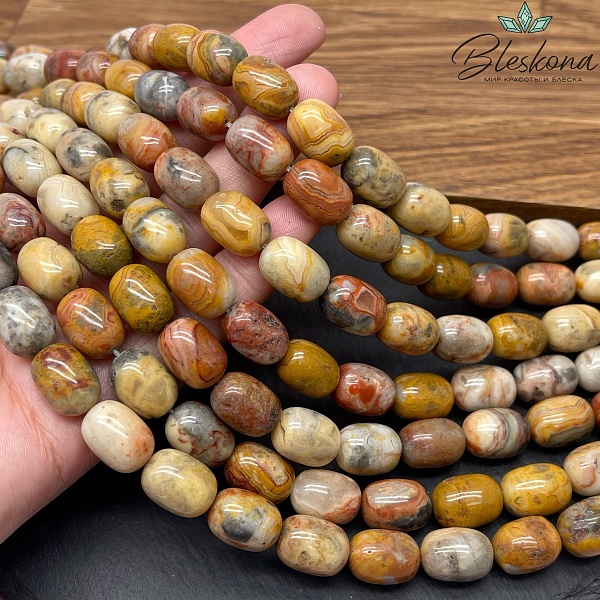 Агат кружевной бочата 14*10 мм