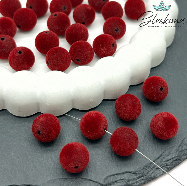 10мм Бархатная бусина, Цвет бордо