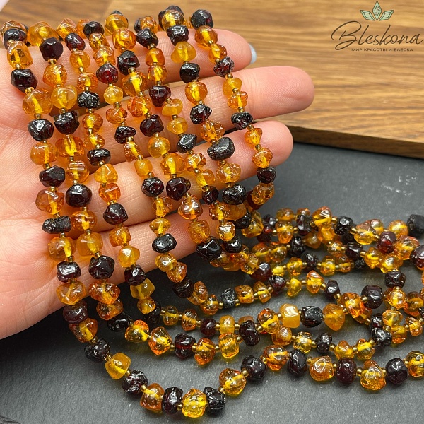 Янтарь микс №1 фриформ 6-7мм 