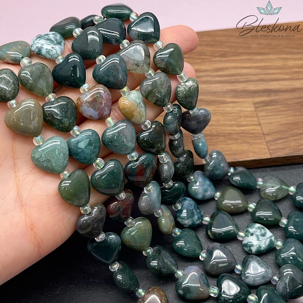 Сердца Агат индийский 14,5*14,5*6,5 мм