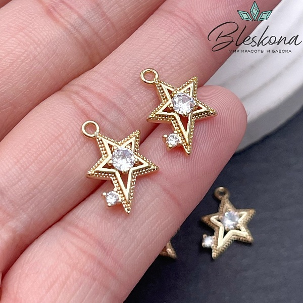 11,5*13,5мм, Цвет золото,Подвеска звезда цирконы 
