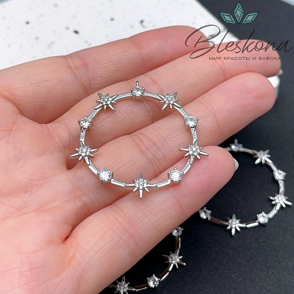 35 мм Цвет серебро, Подвеска Круг северные звезды