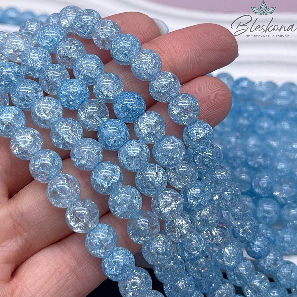 Кварц снежный голубой №1  (имитация) 8 мм