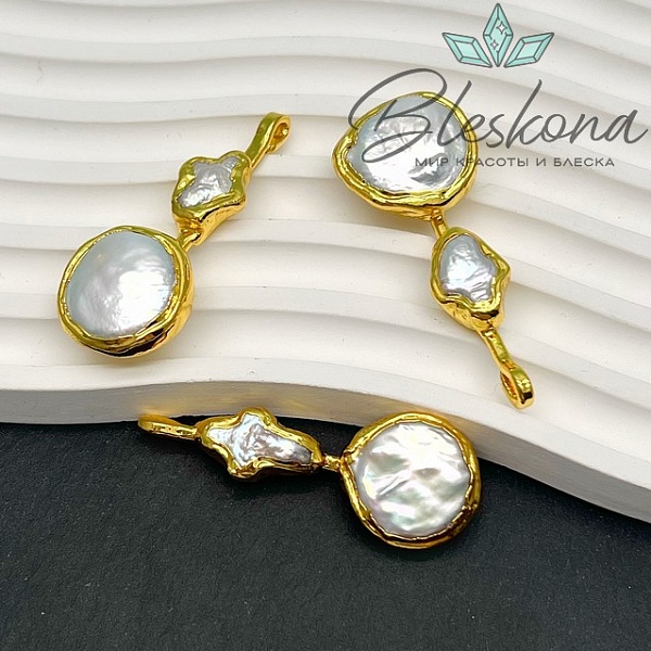 50*20 мм Цвет золото, Подвеска  Жемчуг крест круг