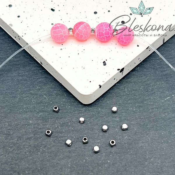 2мм Цвет серебро, Бусина - разделитель квадрат уп.10шт 