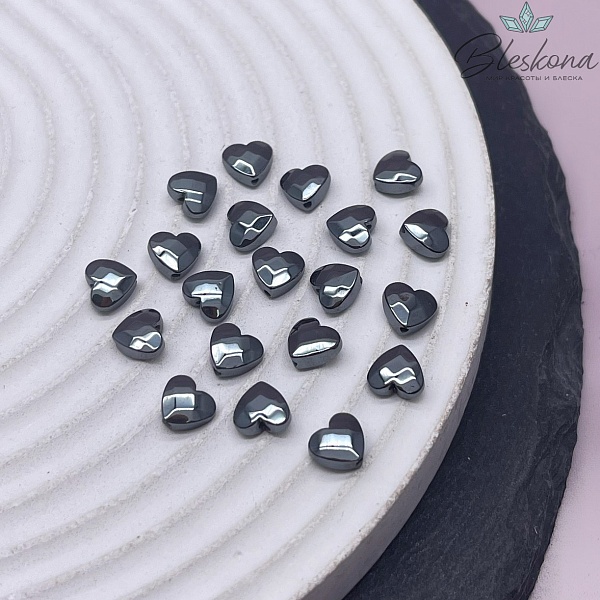 Гематин Сердца объемные огранка имитация 6мм уп. 20шт