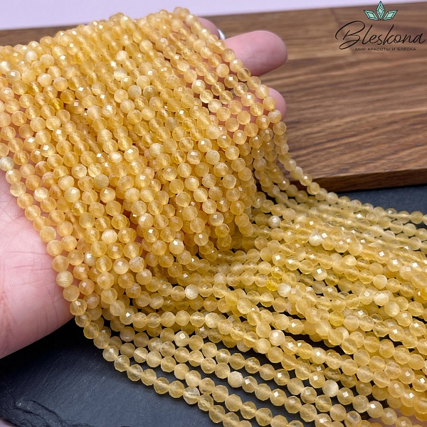 Кошачий глаз желтый микроогранка (имитация) 4 мм