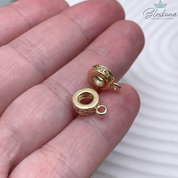 7,6*3 мм Цвет золото, Бейл узор неразъемное кольцо