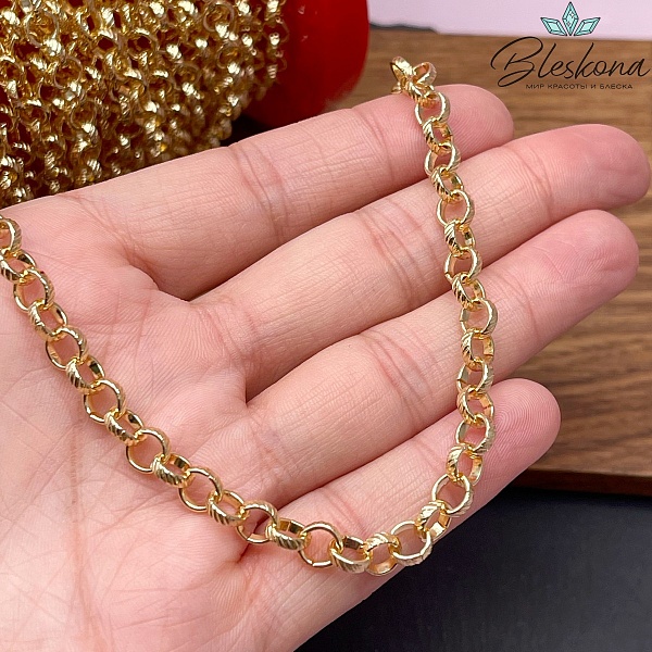 Цепь №4-1 цвет золото 6*1,7 мм