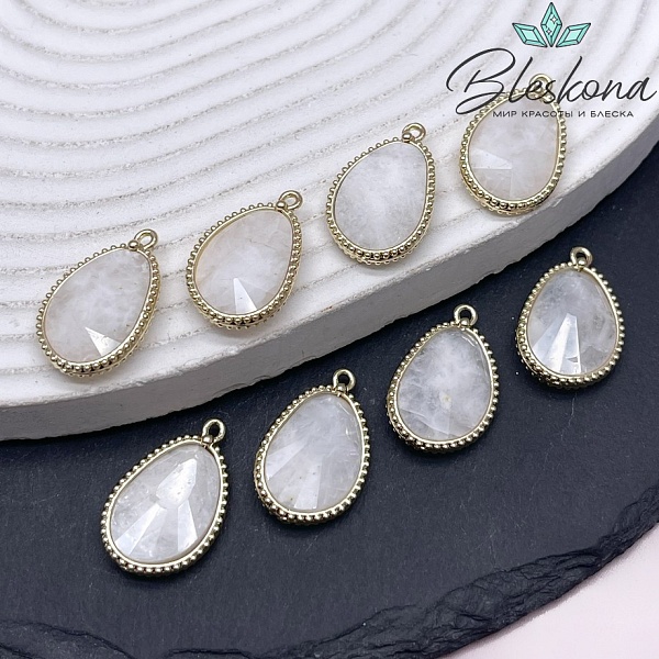 14,4*23мм, цвет золото ,Подвеска капля Лунный камень