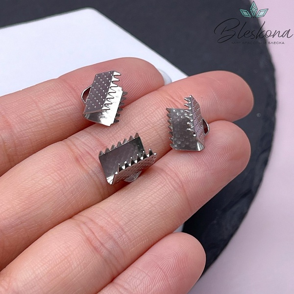 10,5*10 мм, Цвет серебро, Зажим-Концевик для шнура 