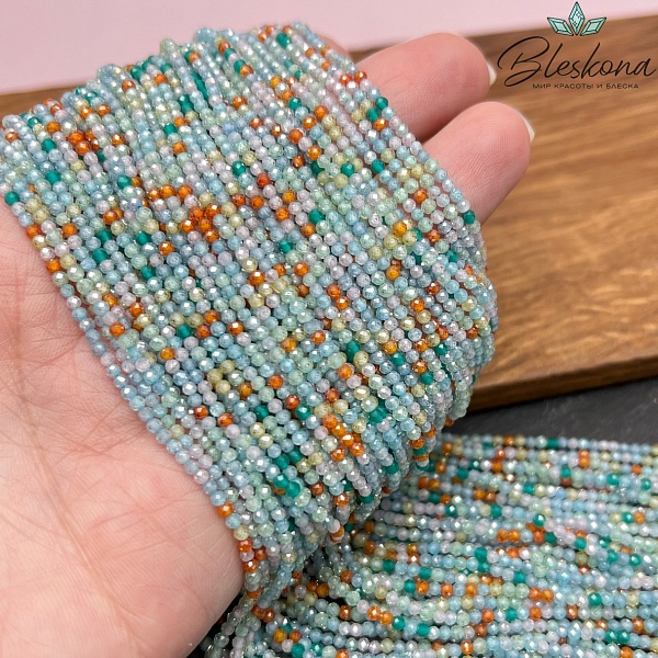 Циркон Glow микс огранка №3 2 мм (кубический цирконий, фианит) 