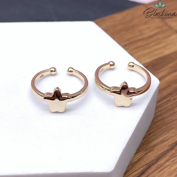 20 мм Цвет золото, Кольцо безразмерное Этно №3 тюльпан