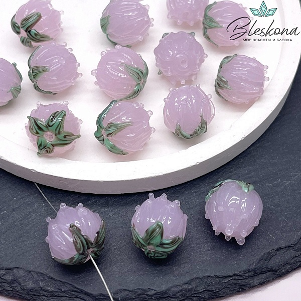 14 мм Бусина бутон розовый