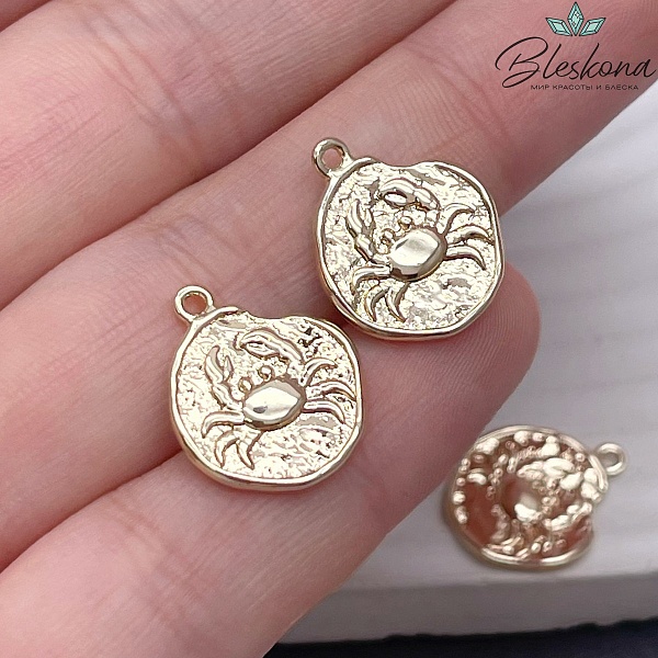 14 мм, цвет золото, Подвеска Рак Р16679