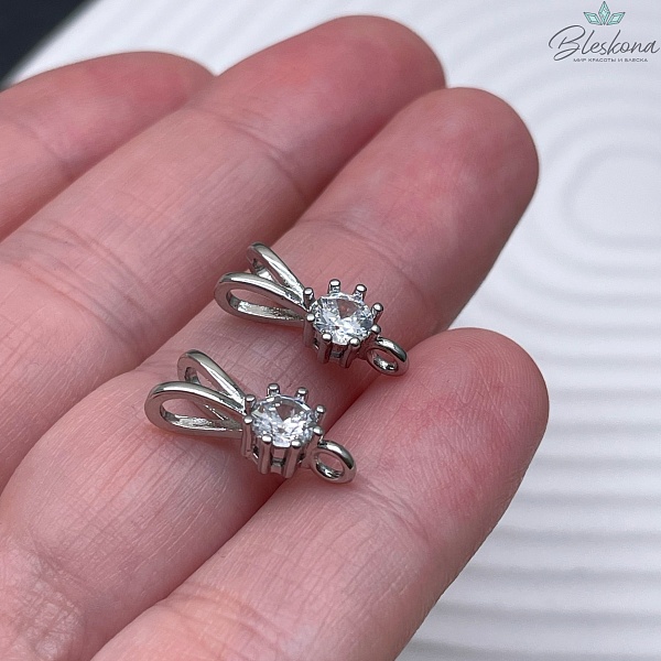 15,4*6 мм Цвет серебро, Бейл циркон неразъемное кольцо