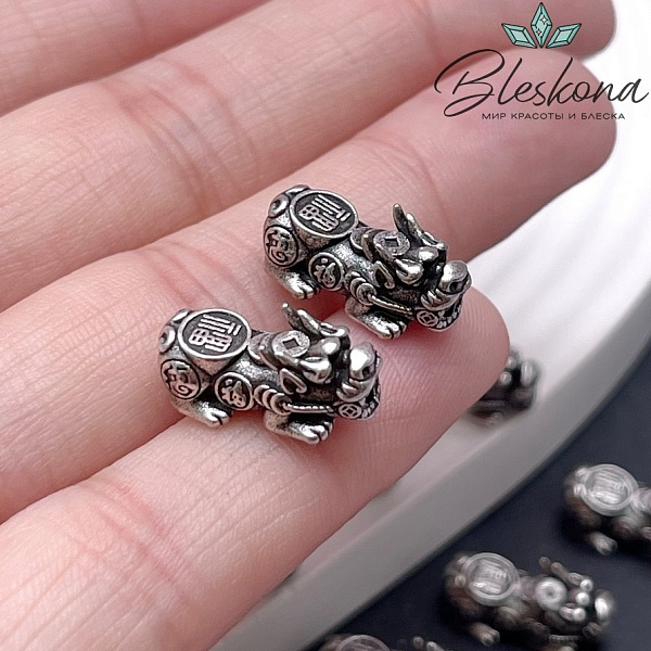 16*7 мм Цвет темное серебро, Бусина  Пи Яо 