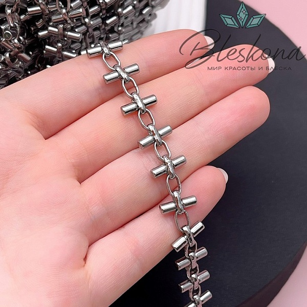 Цепь №101-2 цвет серебро 11*7 мм /6,5*4 мм