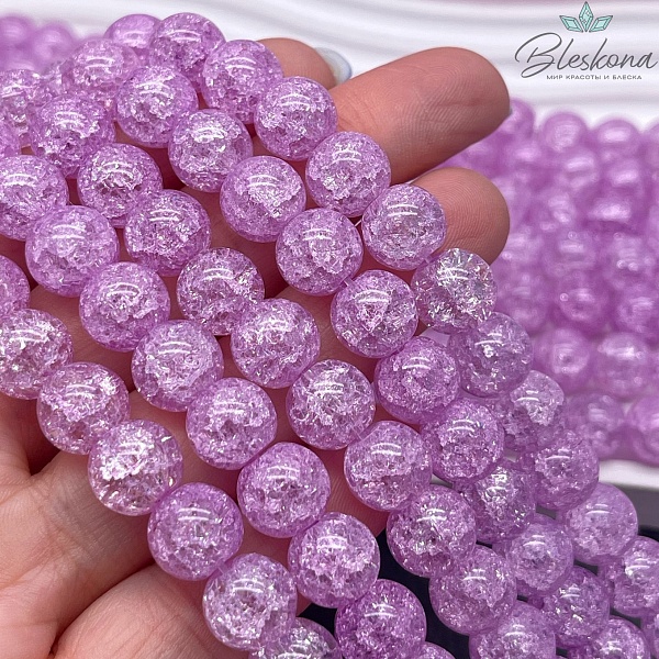Кварц снежный сиреневый №1 (имитация) 10 мм