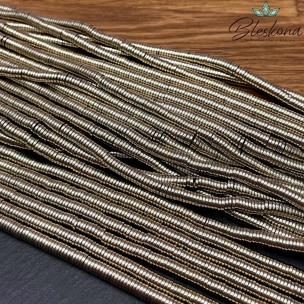 4*1 мм Гематин имитация, цвет темное золото, диски