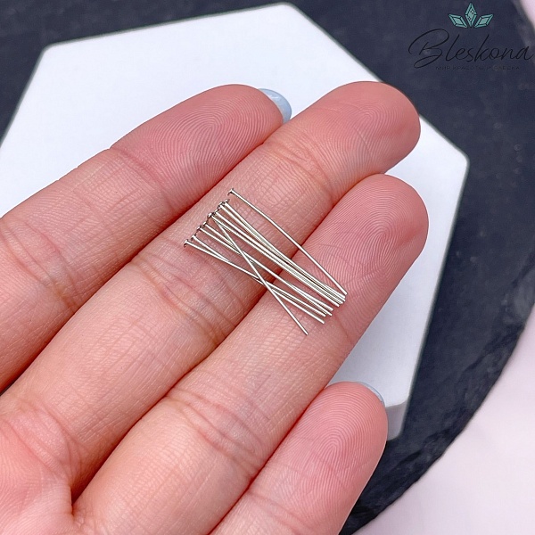 2 см*0,5 мм Цвет серебро, Пины шляпка жесткие уп. 10 шт. 