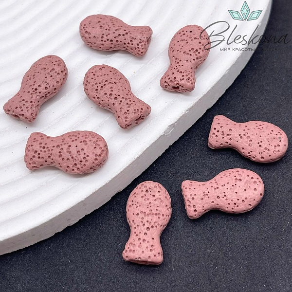 Бусина рыбка Лава Вулканическая розовая 22*12 мм