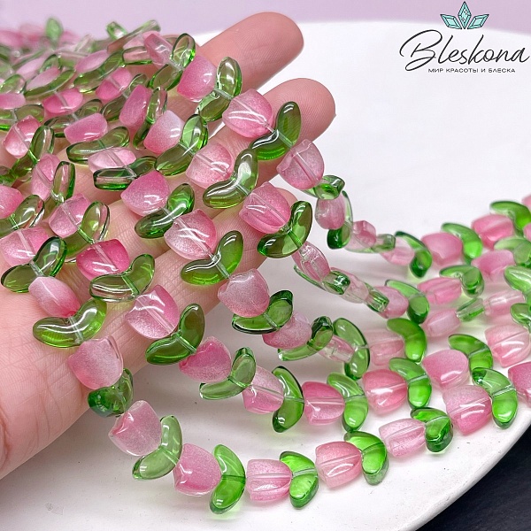 15*13 мм Бусина тюльпан розовый