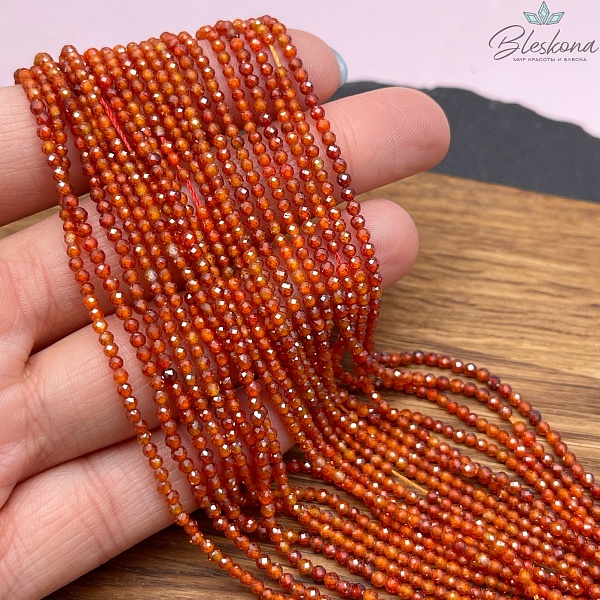 Циркон огранка оранжевый 2 мм (кубический цирконий, фианит) 