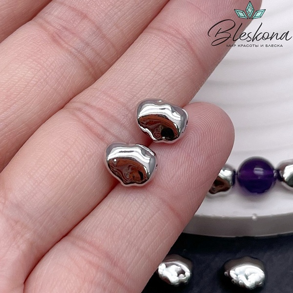 9*7 мм Цвет серебро, Бусина фриформ