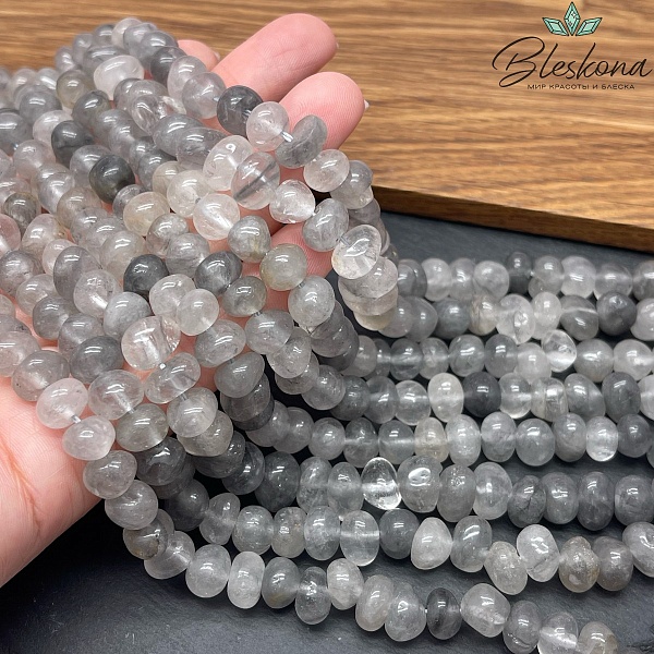 Кварц серый (тонированный) галтовка (7-8)*(9-10) мм