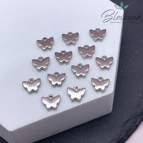6,9*8 мм Цвет серебро, Подвеска Бабочка 