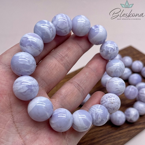 Лунный Лавандовый кварц (Лавандовая Луна) 14-14,5 мм сет 18 см