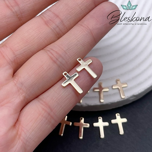 12,5*9 мм Цвет золото, Подвеска Крест гладкий