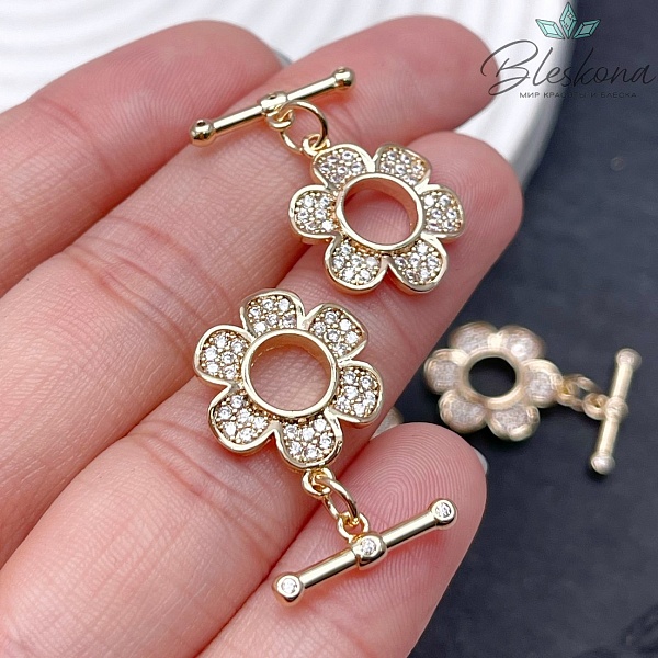 18*15мм Цвет золото, Замок Тогл Цветок 2