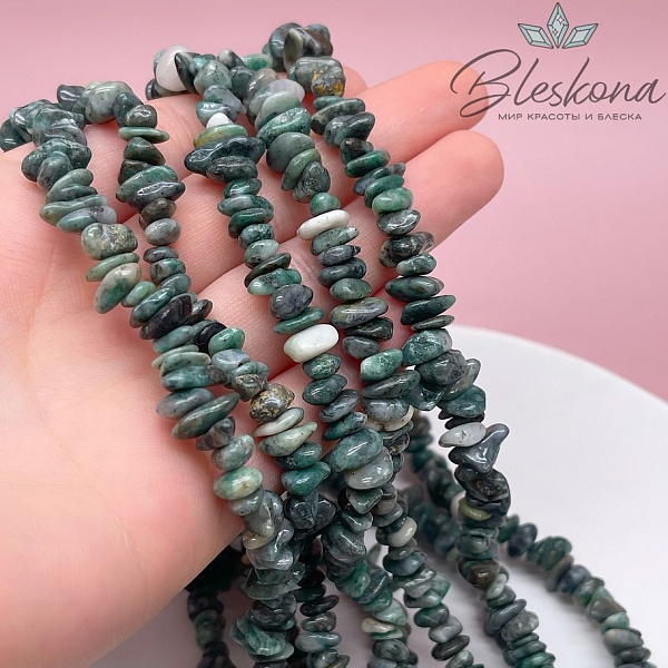 Крошка Берилл зеленый Бразилия ширина бусин ~ 6-9 мм