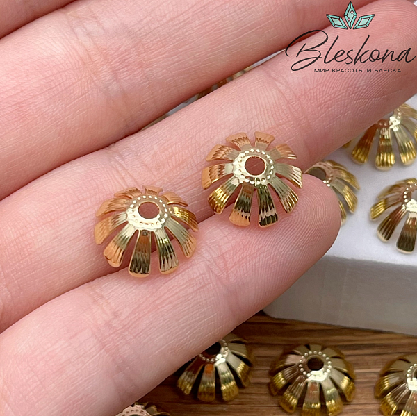 12*5 мм Цвет золото, Шапочка цветок 