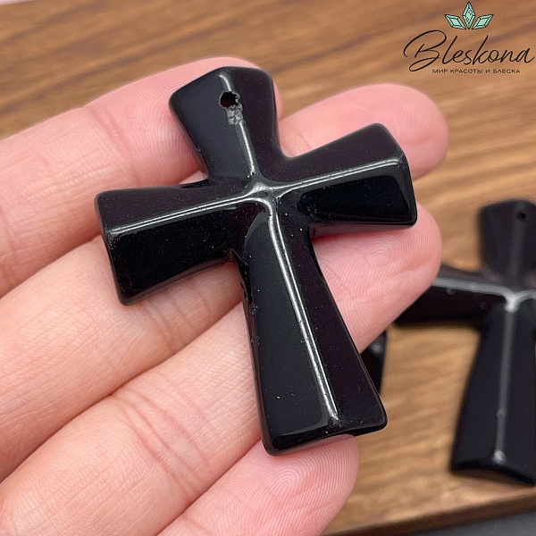 Подвеска крест Обсидиан 47*36 мм