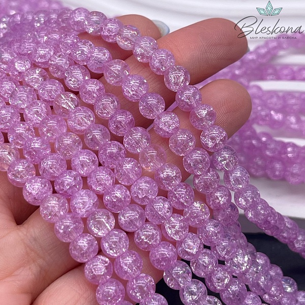 Кварц снежный сиреневый №1 (имитация) 6 мм