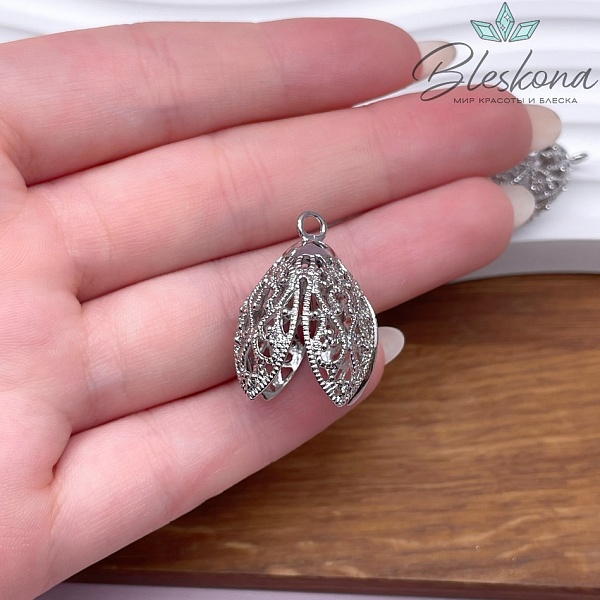 25,5*17 мм Цвет серебро, Концевик с узором 