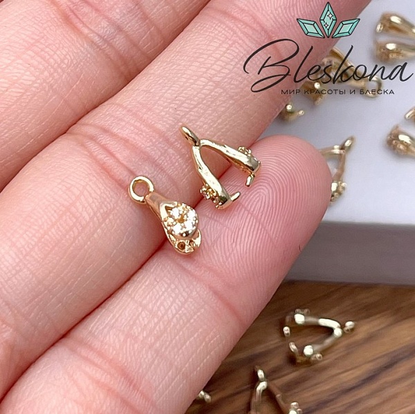 10*3,5 мм Цвет золото, Бейл Зажимной капля цирконы