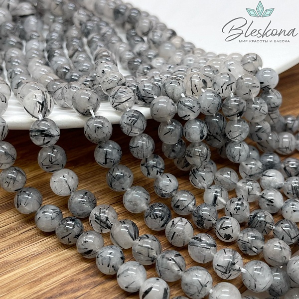 Кварц Рутиловый Турмалиновый №5 8 мм